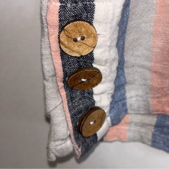Naturals d&Co. Women’s XL Capris Striped Button Embellishment Linen Blend Boho - Picture 7 of 10